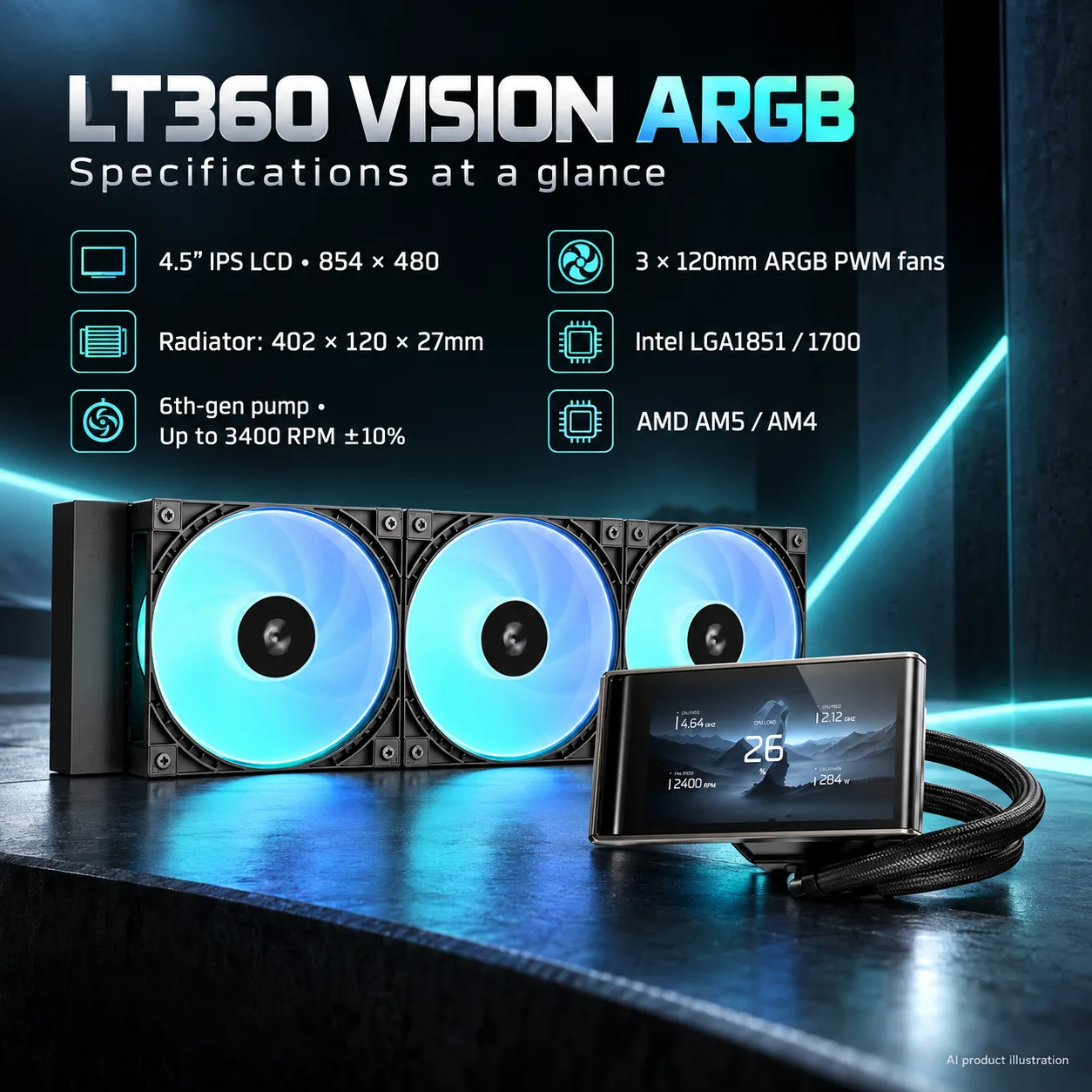 DeepCool LT360 Vision 4.5" LCD (Black), photo 5
